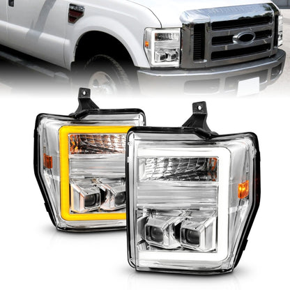 ANZO FORD SUPER DUTY 08-10 PROJECTOR SWITCHBACK PLANK STYLE HEADLIGHTS CHROME - 111587