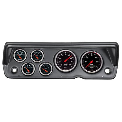 Autometer Designer Black 70-76 Duster/Demon/Dart Dash Kit 6pc Tach / MPH / Fuel / Oil / WTMP / Volt 7031-DB