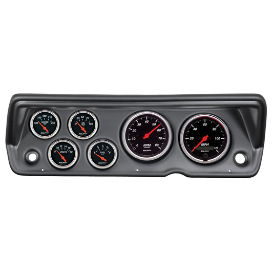 Autometer Designer Black 70-76 Duster/Demon/Dart Dash Kit 6pc Tach / MPH / Fuel / Oil / WTMP / Volt 7031-DB