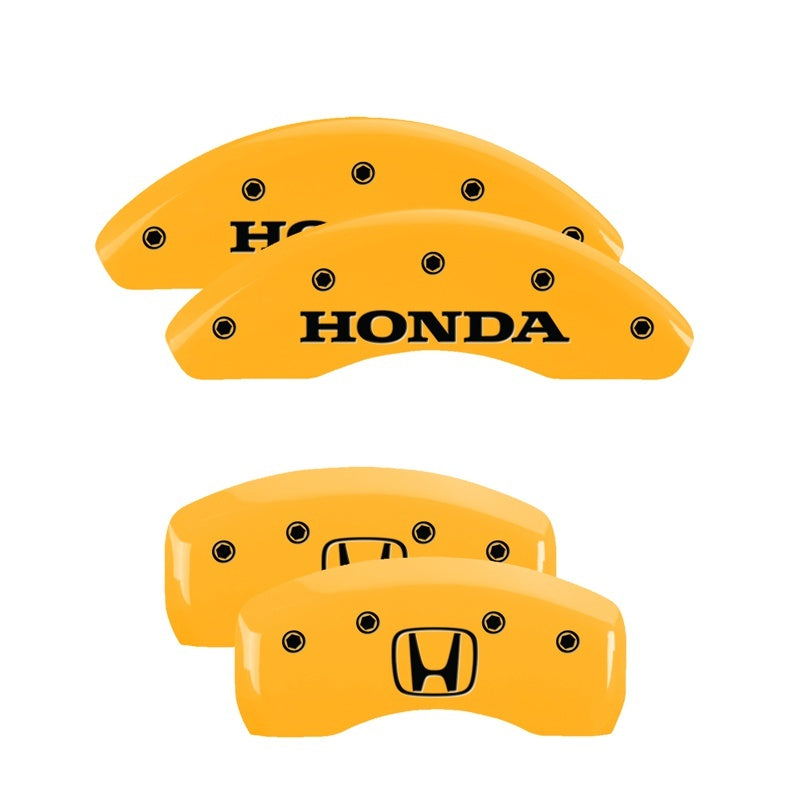 MGP 4 Caliper Covers Engraved Front Honda Engraved Rear H Logo Yellow finish black ch MGP