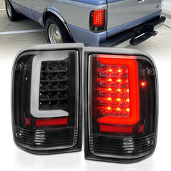 ANZO 1993-1997 Ford Ranger LED Tail Lights w/ Light Bar Black Housing Clear Lens - eliteracefab.com