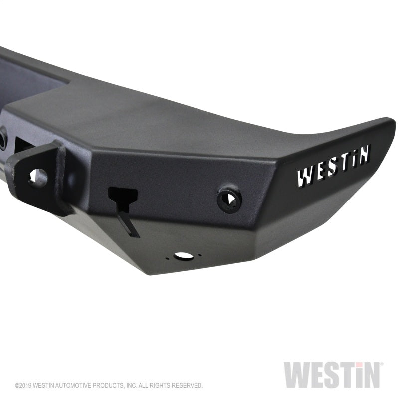 Westin 18-19 Jeep Wrangler JL WJ2 Rear Bumper w/ Sensors (Excl. Wrangler JK) - Textured Black - eliteracefab.com