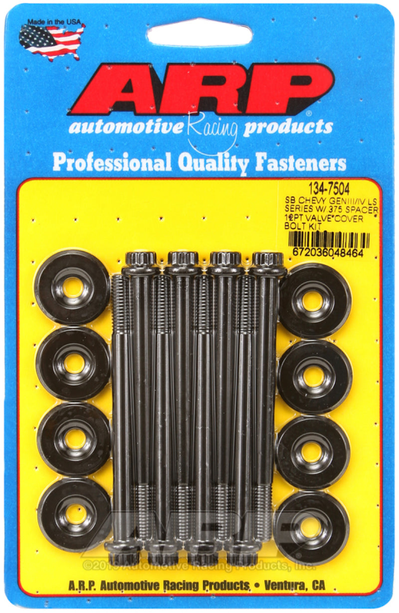 ARP Small Block Chevy GENIII/IV LS Series .375 Spacer 12pt Valve Cover Bolt Kit - Black ARP