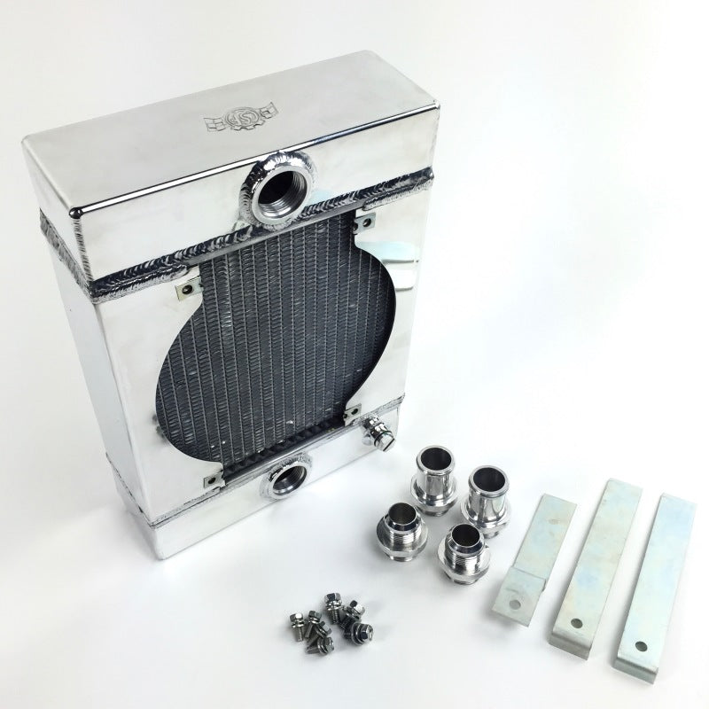 CSF 7065 KING Cooler polished universal drag race radiator with 9-inch SPAL fan and mounting kit