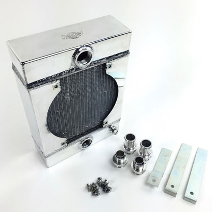CSF 7065 KING Cooler polished universal drag race radiator with 9-inch SPAL fan and mounting kit
