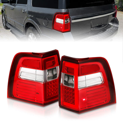 ANZO FORD EXPEDITION 07-17 LED C BAR STYLE TAIL LIGHTS CHROME RED/CLEAR LENS W/ SEQUENTIAL SIGNAL - 311410 ANZO
