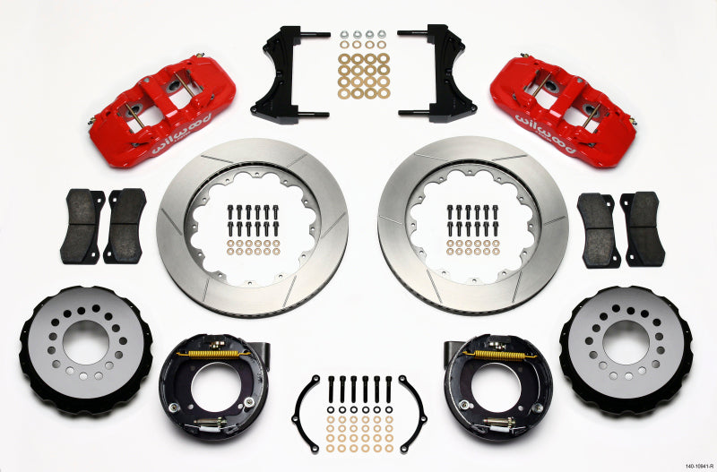 Wilwood AERO4 Rear P-Brake Kit 14.00in Red Chevy C-10 2.42 Offset 5-lug Wilwood