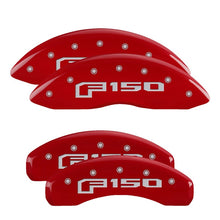 Load image into Gallery viewer, MGP 4 Caliper Covers Engraved Front &amp; Rear Red Finish Silver F-150 (2015) - eliteracefab.com