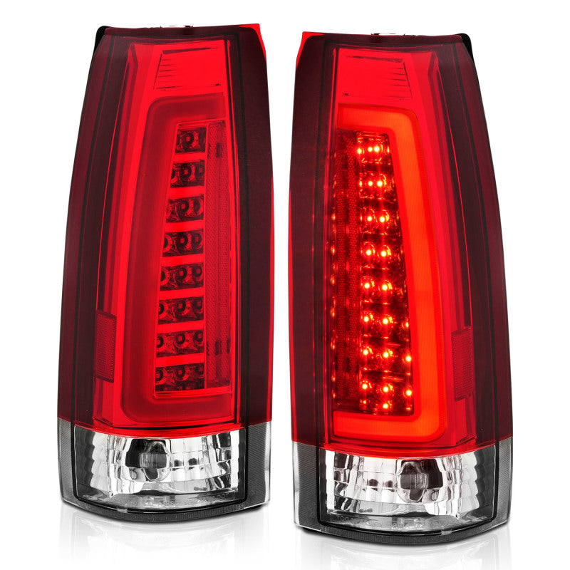 ANZO 1999-2000 Cadillac Escalade LED Taillights Chrome Housing Red/Clear Lens Pair - eliteracefab.com