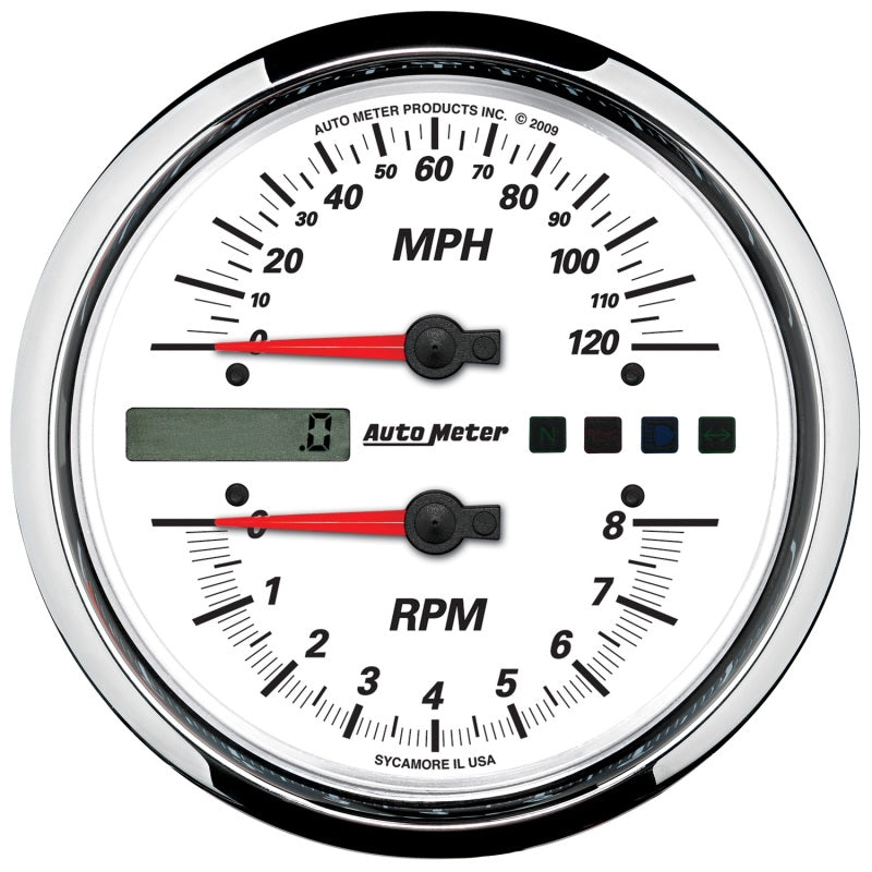 Autometer Pro-Cycle Gauge Tach/Speedo 4 1/2in 8K Rpm/120 Mph White 19467