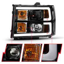 Load image into Gallery viewer, ANZO 2007-2013 Gmc Sierra 1500 Projector Headlight Plank Style Black w/ Clear Lens Amber - eliteracefab.com