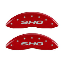 Load image into Gallery viewer, MGP 4 Caliper Covers Engraved Front &amp; Rear SHO Red finish silver ch - eliteracefab.com