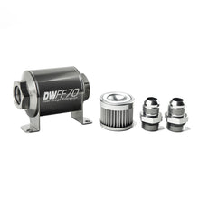 Load image into Gallery viewer, DeatschWerks Stainless Steel 10AN 10 Micron Universal Inline Fuel Filter Housing Kit (70mm) - eliteracefab.com