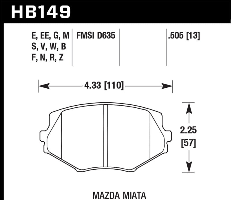 Hawk 94-05 Miata / 01-05 Normal Suspension HP+ Street Front Brake Pads (D635) - eliteracefab.com