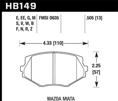 Hawk 94-05 Miata / 01-05 Normal Suspension HP+ Street Front Brake Pads (D635) - eliteracefab.com