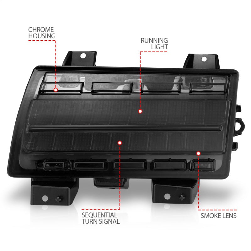 ANZO Wrangler 18-21/Gladiator 20+ LED Side Marker Lights Smoke w Sequential Signal - eliteracefab.com