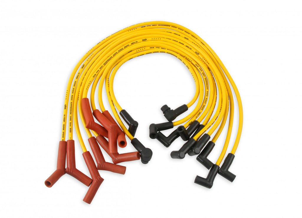 ACCEL Spark Plug Wire Set - 8mm - Custom with Graphite Core - Yellow with HEI Stock Style Boots - eliteracefab.com