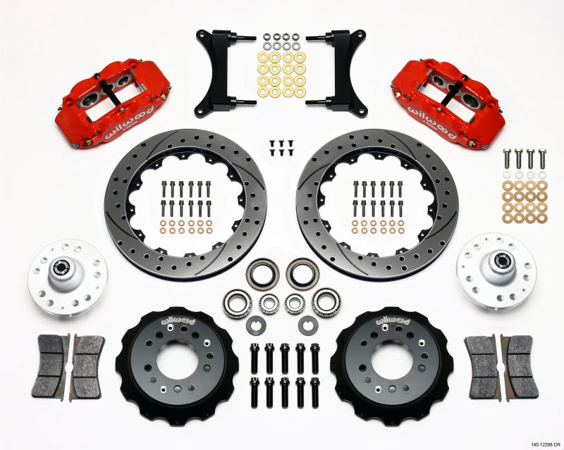 Wilwood Narrow Superlite 6R Front Hub Kit 12.88in Drill Red 79-87 GM G Body Wilwood