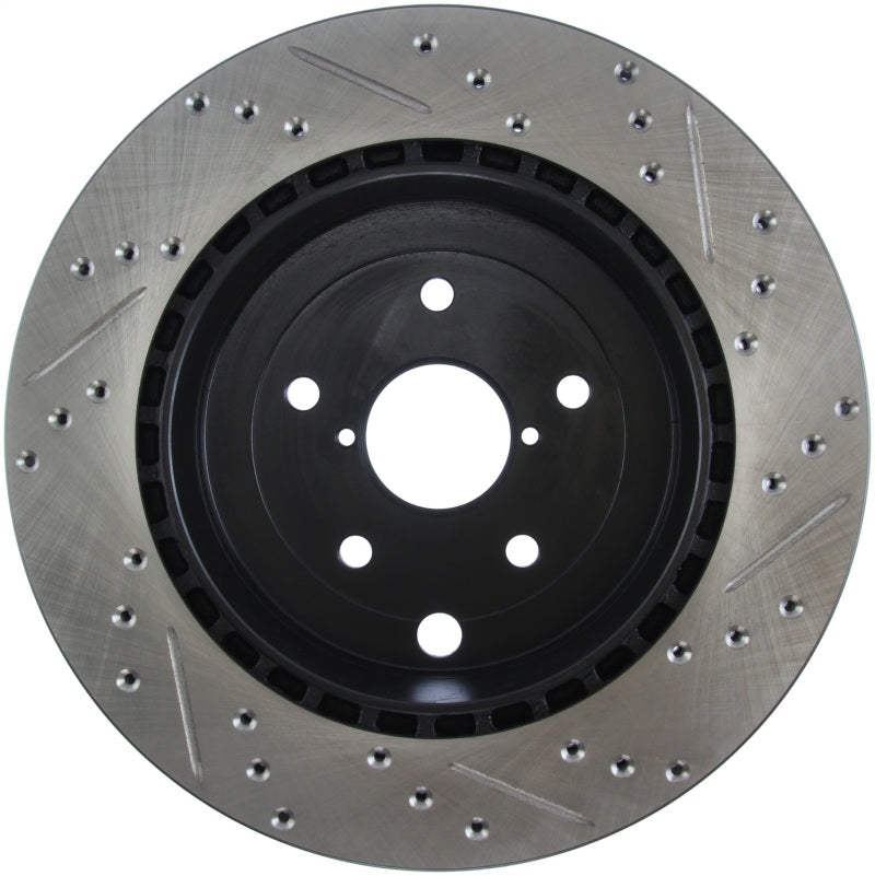 StopTech 08+ Subaru STI (Will Not Fit 05-07) Slotted & Drilled Sport Brake Rotor - eliteracefab.com