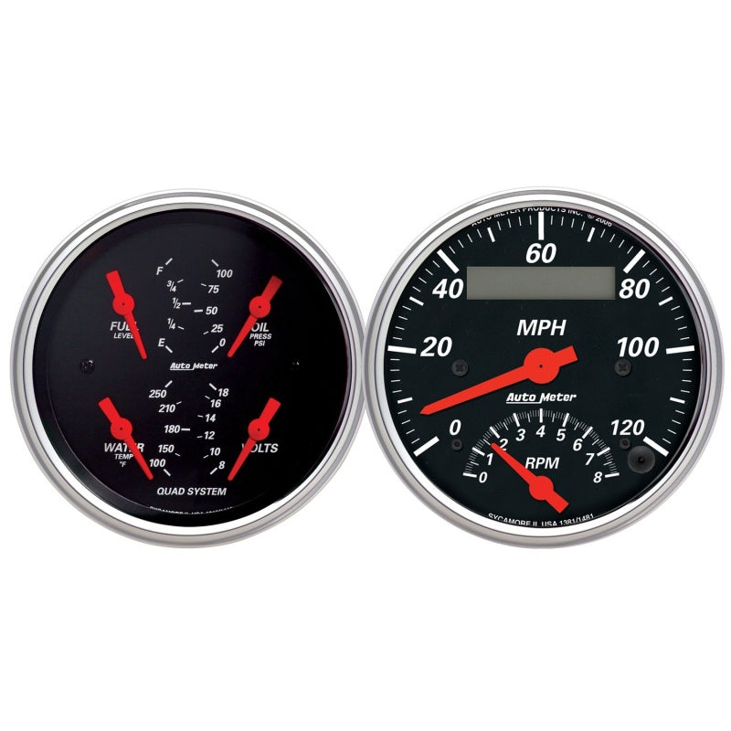 Autometer Designer 3-3/8in In-Dash Kit Box-Tach Speedo Combo & Elec Oil Press, H2O Temp, Volt, Fuel 1409