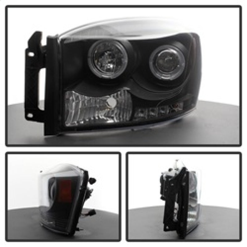 Spyder Dodge Ram 1500 06-08/Ram 2500 06-09 Projector Headlights LED Halo LED Blk PRO-YD-DR06-HL-BK - eliteracefab.com