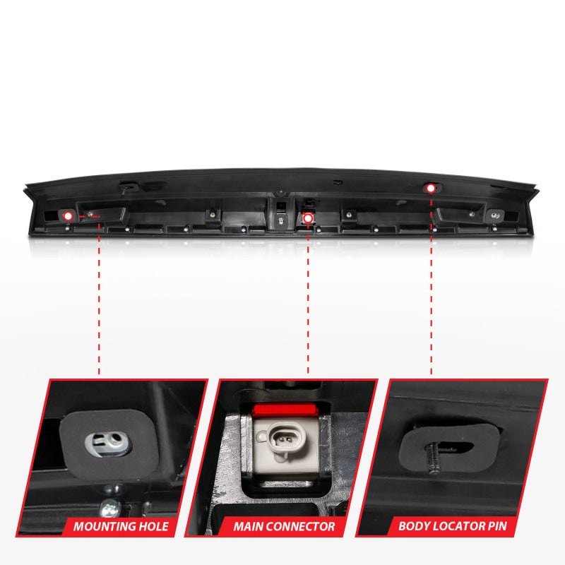 ANZO 2007-2014 Chevrolet Suburban 1500 LED 3rd Brake Light Black Housing Red Lens w/ Spoiler 1pc - eliteracefab.com