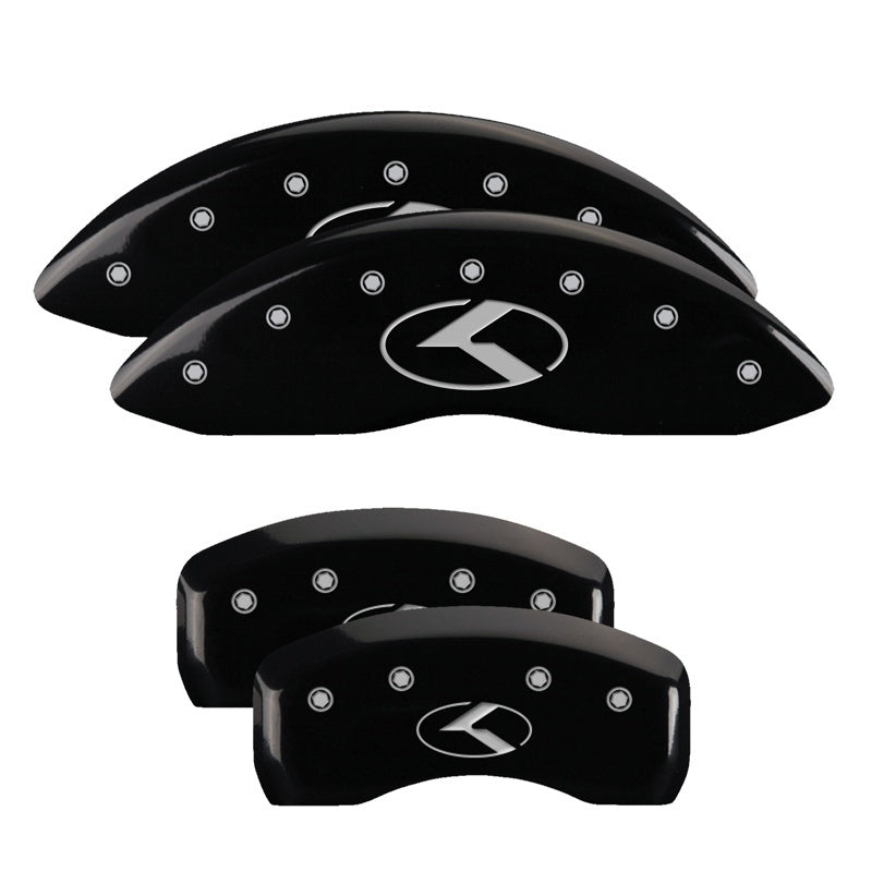 MGP 4 Caliper Covers Engraved Front & Rear Circle K/Kia Black finish silver ch MGP