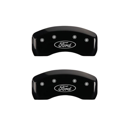 MGP 4 Caliper Covers Engraved Front & Rear Oval logo/Ford Black finish silver ch MGP