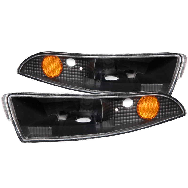 ANZO USA Chevrolet Camaro Euro Parking Lights Black W/ Amber Reflector; 1993-2002 - eliteracefab.com