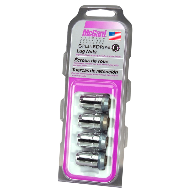 McGard SplineDrive Lug Nut (Cone Seat) M12X1.25 / 1.24in. Length (4-Pack) - Chrome (Req. Tool) - eliteracefab.com