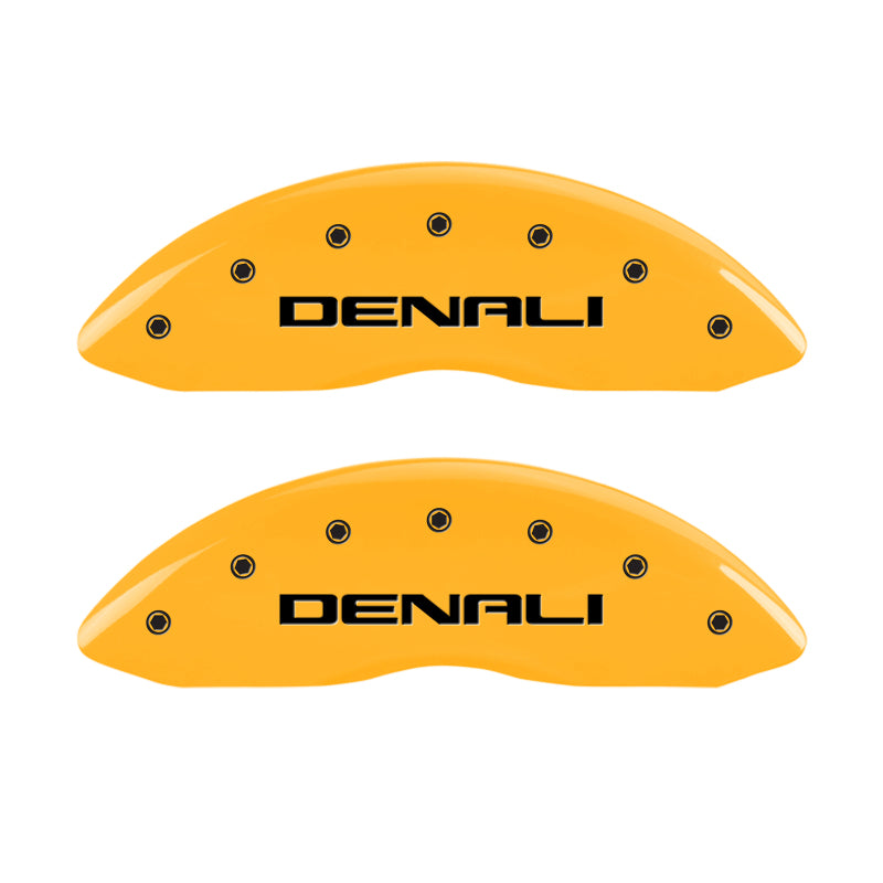 MGP 4 Caliper Covers Engraved Front & Rear Denali Yellow finish black ch MGP