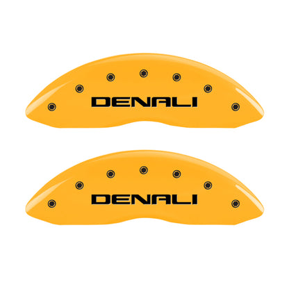 MGP 4 Caliper Covers Engraved Front & Rear Denali Yellow finish black ch MGP