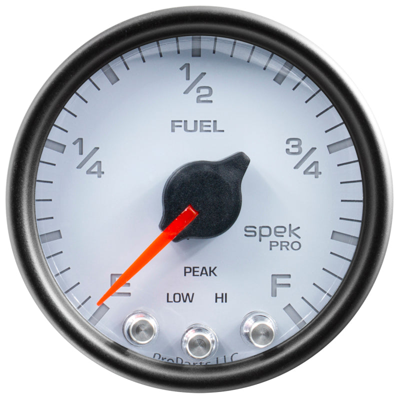 Autometer Spek-Pro Gauge Fuel Level 2 1/16in 0-270 Programmable Wht/Blk P31212