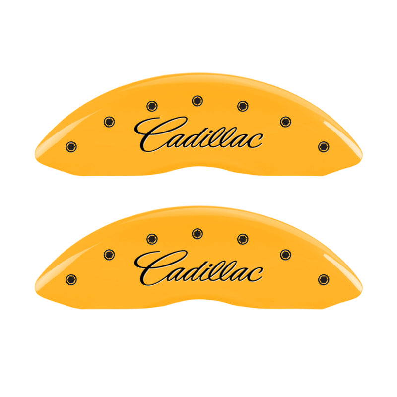 MGP 4 Caliper Covers Engraved Front Cadillac Rear SRX Yellow Finish Black Char 2010 Cadillac SRX MGP