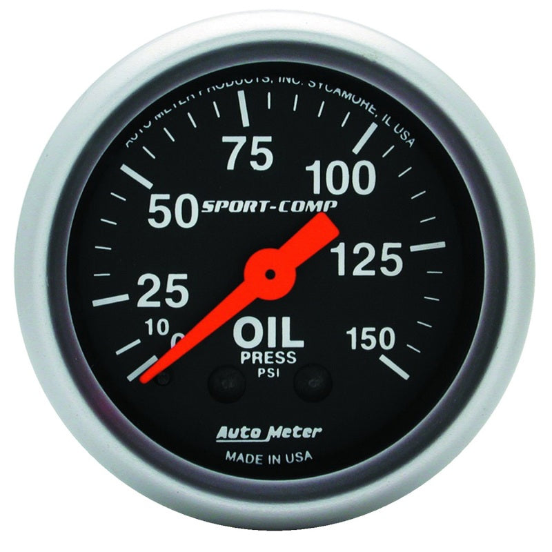 Autometer Sport Comp 52mm Mechanical 0-150 PSI Oil Pressure Gauge.