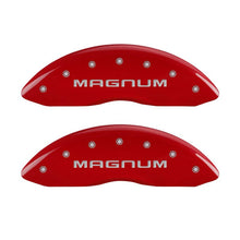 Load image into Gallery viewer, MGP 4 Caliper Covers Engraved Front &amp; Rear Magnum Red finish silver ch MGP