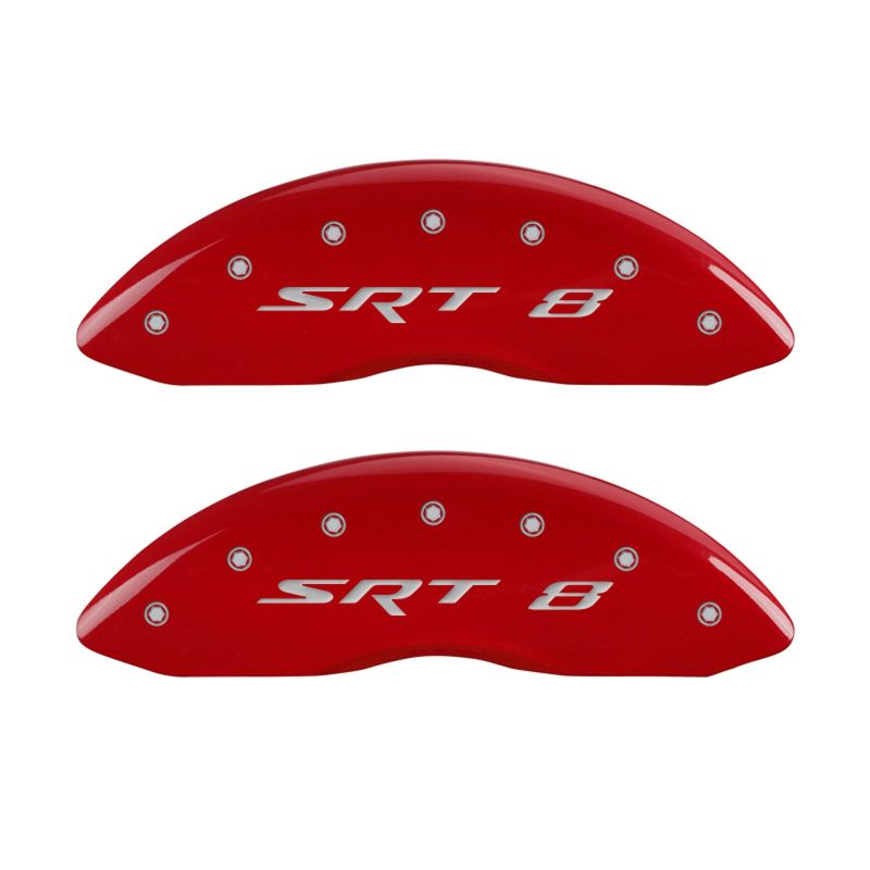 MGP 4 Caliper Covers Engraved Front & Rear SRT8 Red finish silver ch MGP