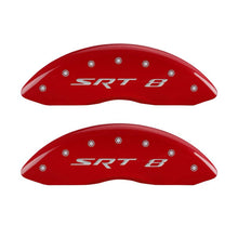 Load image into Gallery viewer, MGP 4 Caliper Covers Engraved Front &amp; Rear SRT8 Red finish silver ch MGP