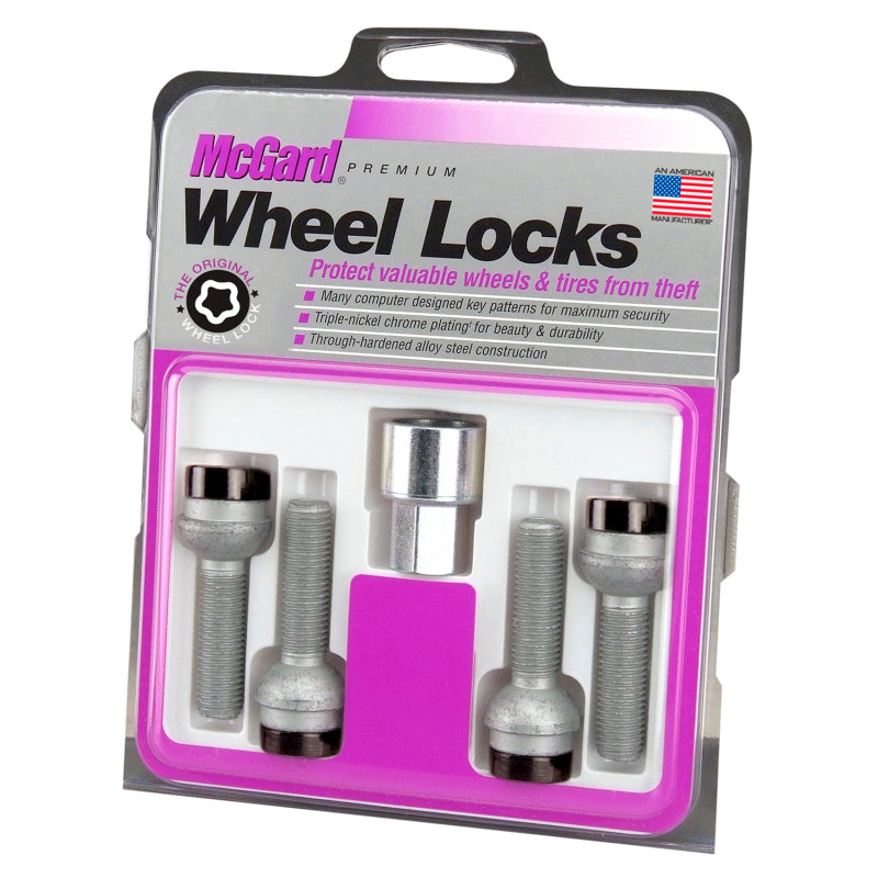 McGard Wheel Lock Bolt Set - 4pk. (Radius Seat) M14X1.5 / 17mm Hex / 45.0mm Shank Length - Black - eliteracefab.com