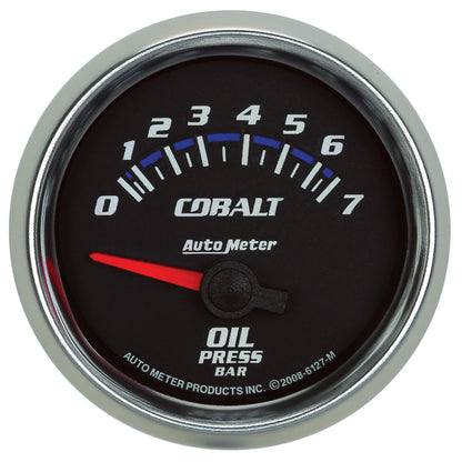 Autometer Cobalt 52mm 0-7 BAR Short Sweep Electric Oil Pressure Gauge 6127-M