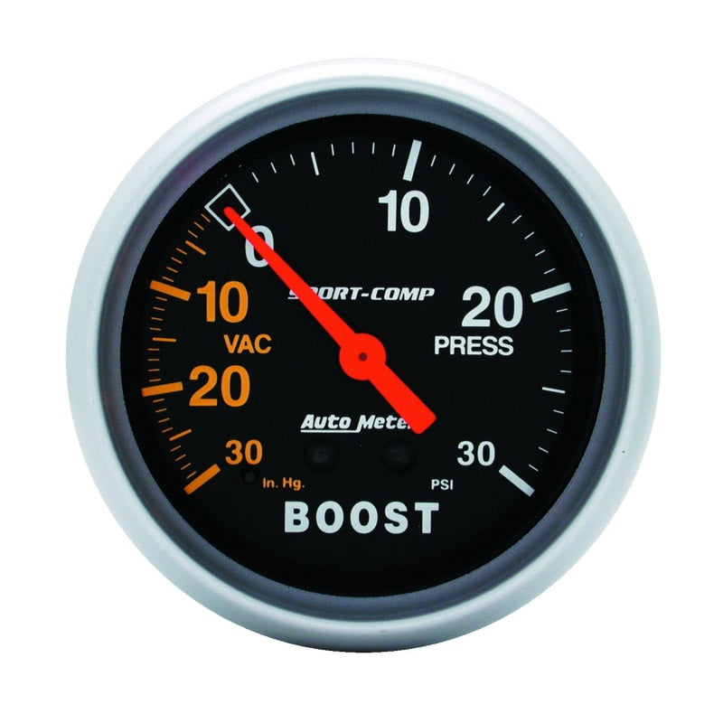 Autometer Sport-Comp 2-5/8in 30 IN HG/30 PSI Mechanical Boost/Vacuum Gauge 3403