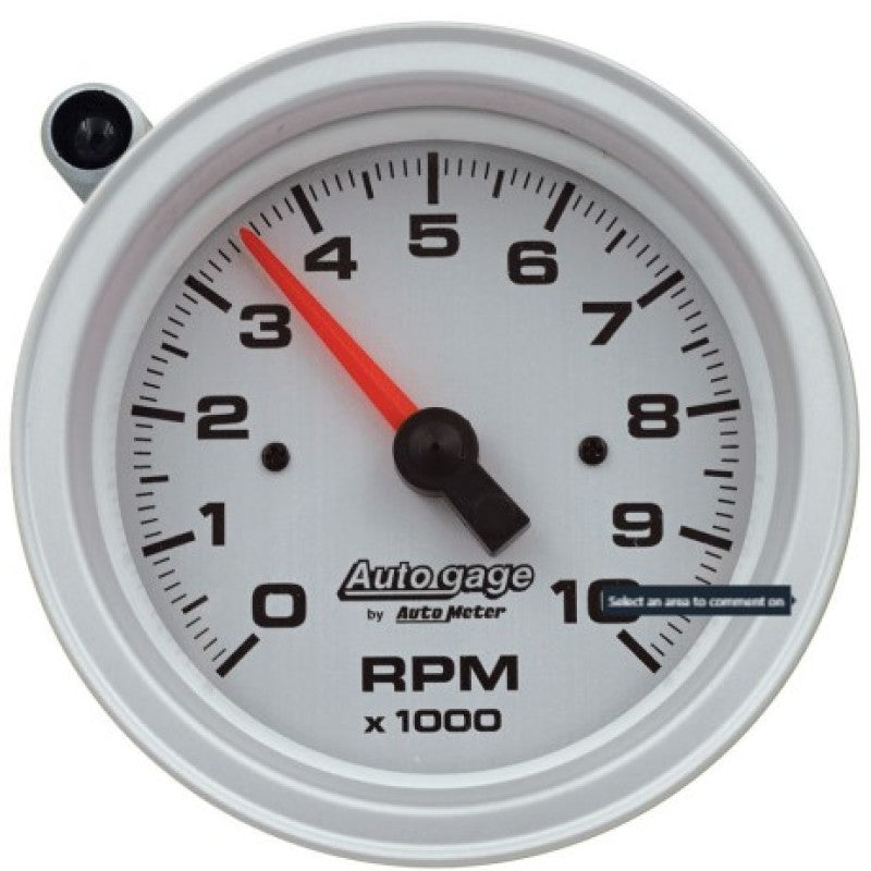 AutoMeter GAUGE; TACH; 3 3/4in.; 10K RPM; PEDESTAL W/EXT SHIFT LIGHT; SLVR DIAL BLK CASE - eliteracefab.com