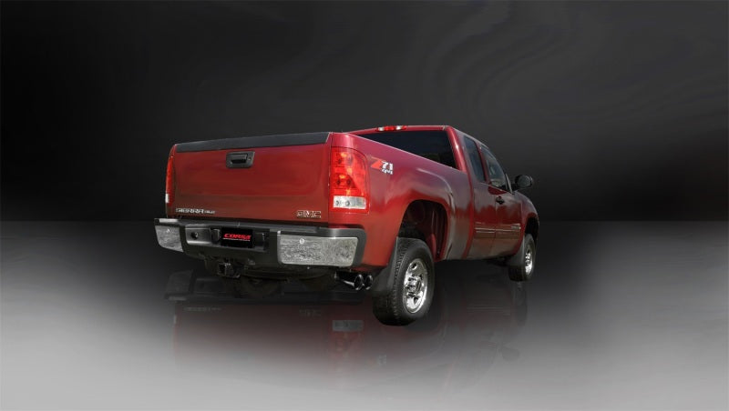 Corsa 11-13 GMC Sierra 6.0L V8 3in Cat-Back Single Side w Twin 4in Black Pro-Series Tips CORSA Performance