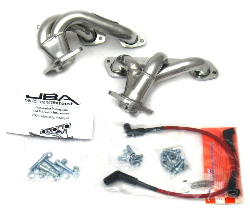 JBA 07-11 Jeep 3.8L V6 1-1/2in Primary Silver Ctd Cat4Ward Header JBA