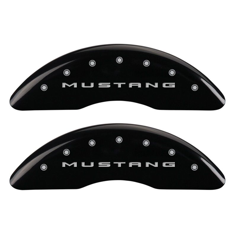 MGP 4 Caliper Covers Engraved Front 2015/Mustang Engraved Rear 2015/50 Black finish silver ch MGP