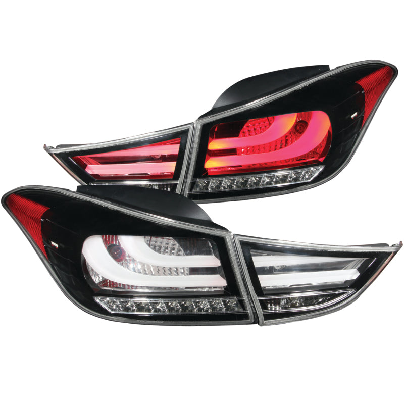 ANZO 2011-2013 Hyundai Elantra LED Taillights Black 4pc - eliteracefab.com