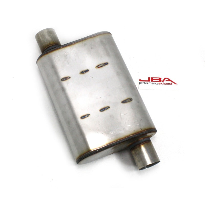 JBA Universal Chambered Style 304SS Muffler 13x9.75x4 2.5in Inlet Diameter Offset/Offset JBA
