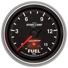 Autometer Sport-Comp II Fuel Pressure Gauge 2 5/8in 15PSI Stepper Motor w/ Peak & Warn