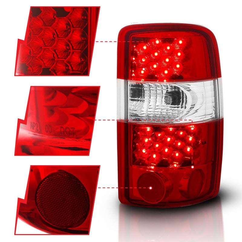 ANZO 2000-2006 Chevrolet Suburban LED Taillights Red/Clear - eliteracefab.com