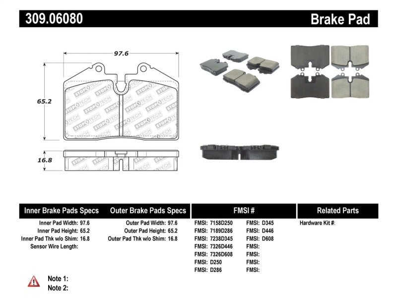 STOPTECH PERFORMANCE PAD, 309.06080 - eliteracefab.com